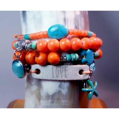 ibiza armband oranje turquoise love ibiza armband oranje turquoise love